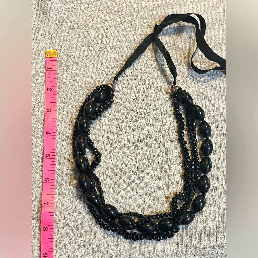 Vintage Multi-Stranded Gothic Theme Black Onyx Be… - image 5